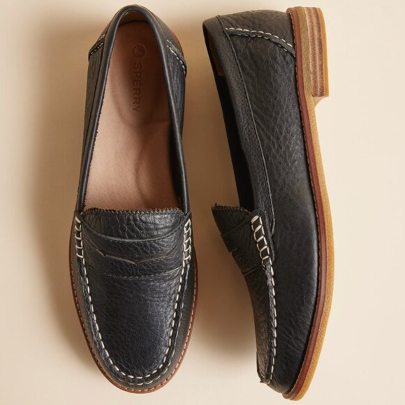 NEW Sperry Topsider Black Women's Seaport Penny Leather Loafer Size 6.5 - Picture 1 of 4